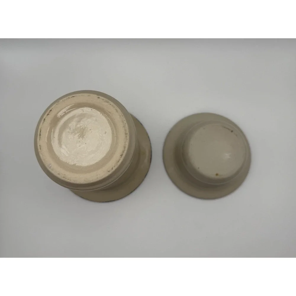 90s Vintage Stoneware Dip Chiller 2 Piece Crock Set Country Heart Cottage Farm